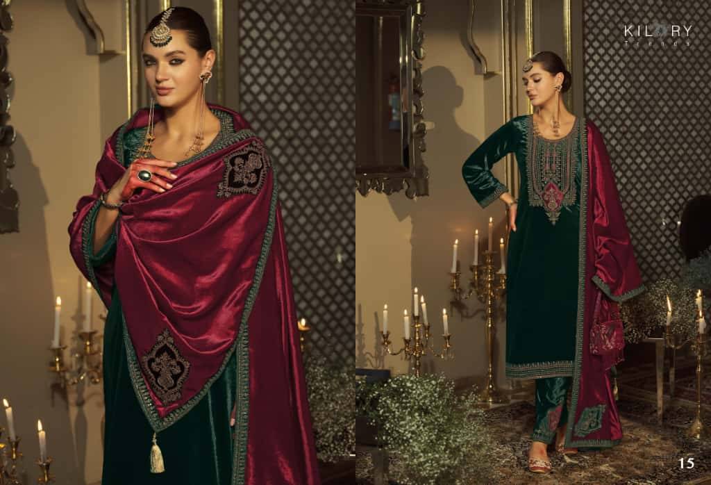 Noor-E-Shama By Kilory 11 To 16 Series Beautiful Festive Suits Colorful Stylish Fancy Casual Wear & Ethnic Wear Pure Velvet Dresses At Wholesale Price