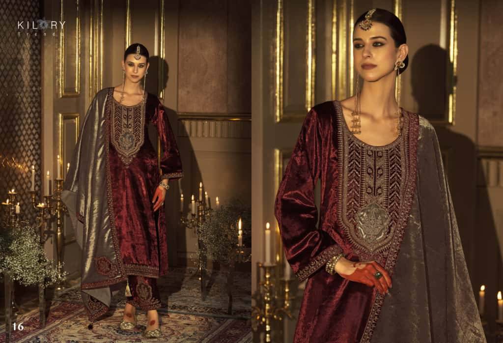 Noor-E-Shama By Kilory 11 To 16 Series Beautiful Festive Suits Colorful Stylish Fancy Casual Wear & Ethnic Wear Pure Velvet Dresses At Wholesale Price