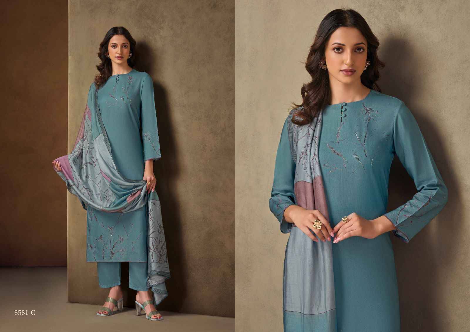 Ranno By Om Tex 8581-A To 8581-D Series Beautiful Festive Suits Colorful Stylish Fancy Casual Wear & Ethnic Wear Pure Pashmina Dresses At Wholesale Price