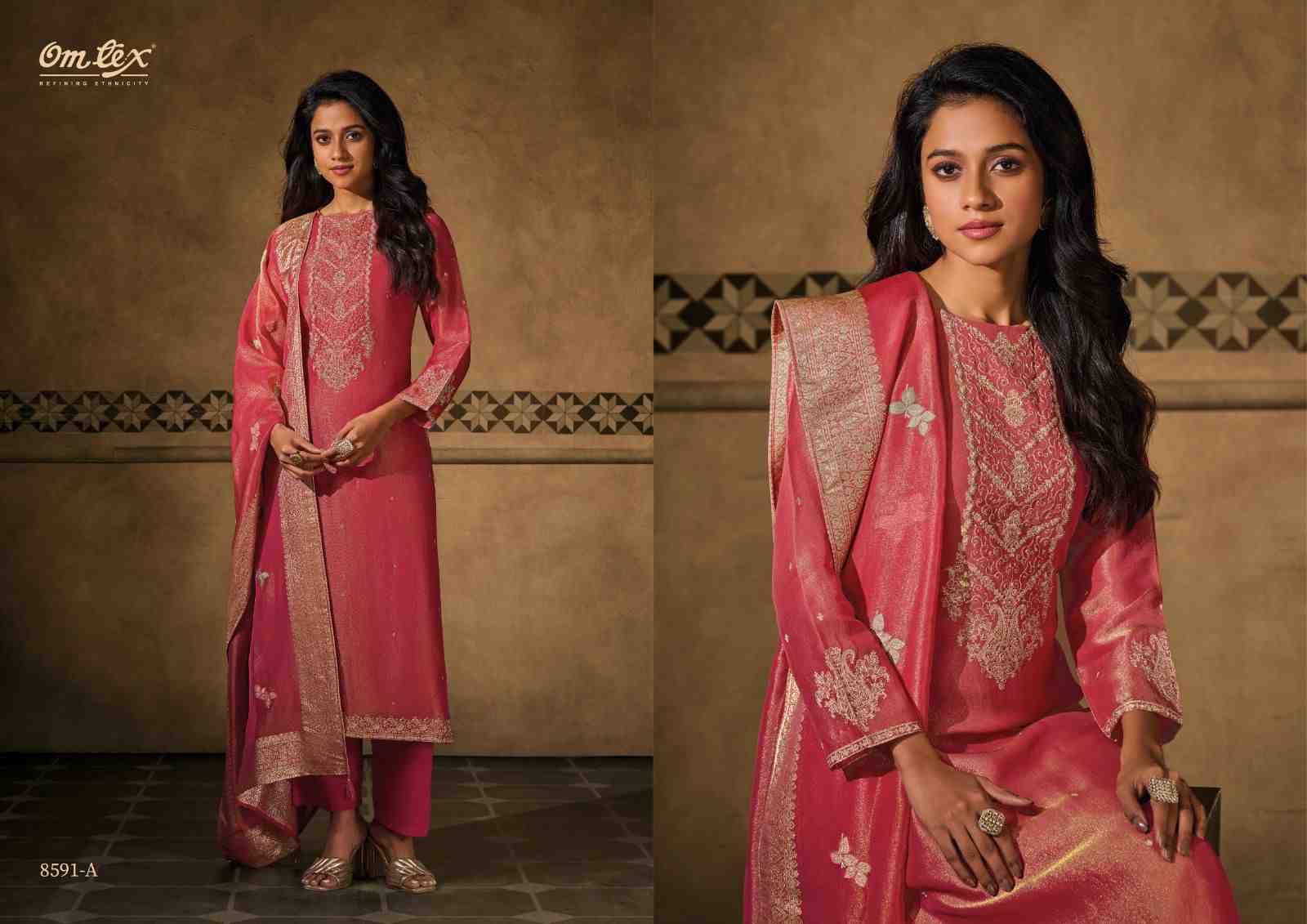 Sienna By Om Tex 8591-A To 8591-C Series Beautiful Festive Suits Colorful Stylish Fancy Casual Wear & Ethnic Wear Tissue Silk Dresses At Wholesale Price
