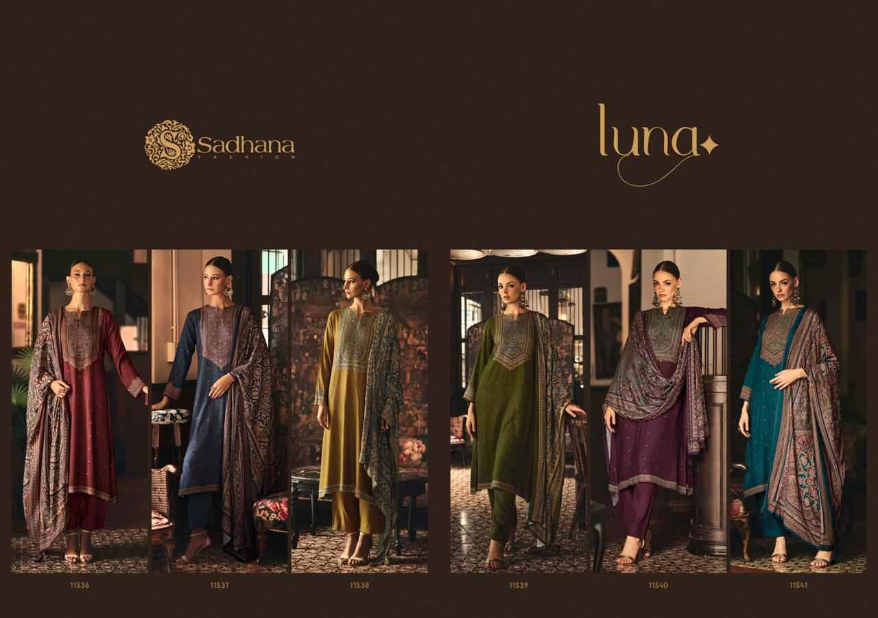Luna By Sadhana Fashion 11536 To 11541 Series Designer Festive Suits Beautiful Fancy Stylish Colorful Party Wear & Occasional Wear Pure Viscose Pashmina Print Dresses At Wholesale Price