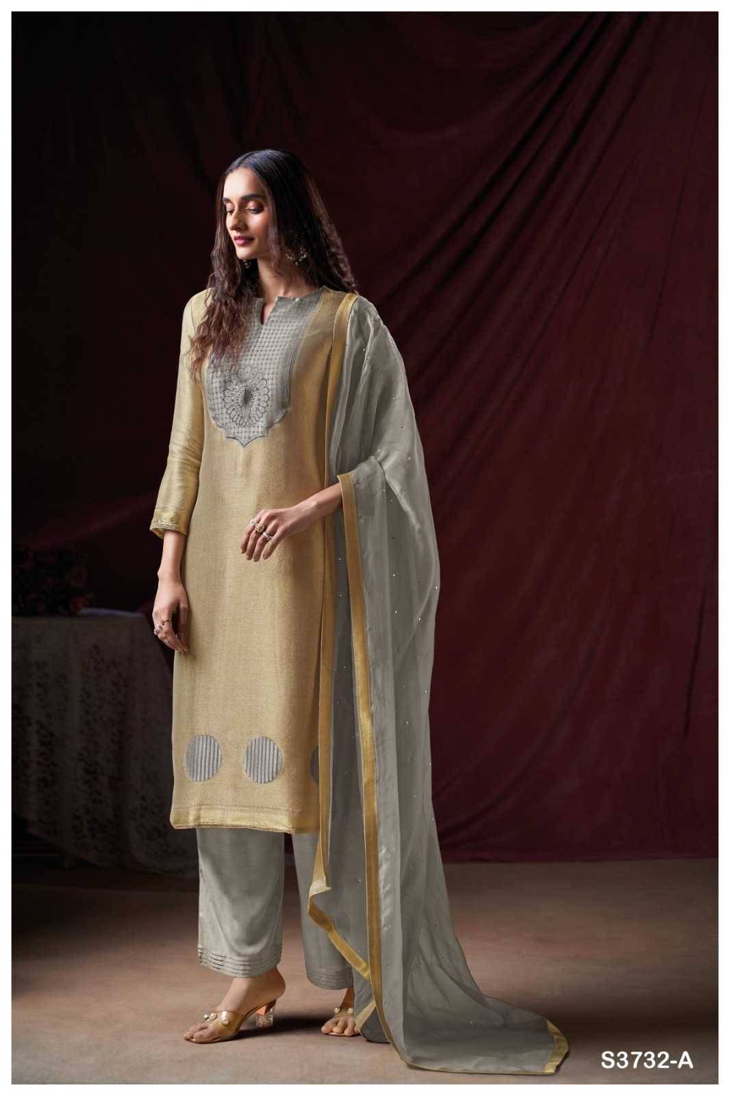 Rumeesa-3732 By Ganga Fashion 3732-A To 3732-B Series Beautiful Festive Suits Colorful Stylish Fancy Casual Wear & Ethnic Wear Pure Bemberg Silk Jacquard Dresses At Wholesale Price