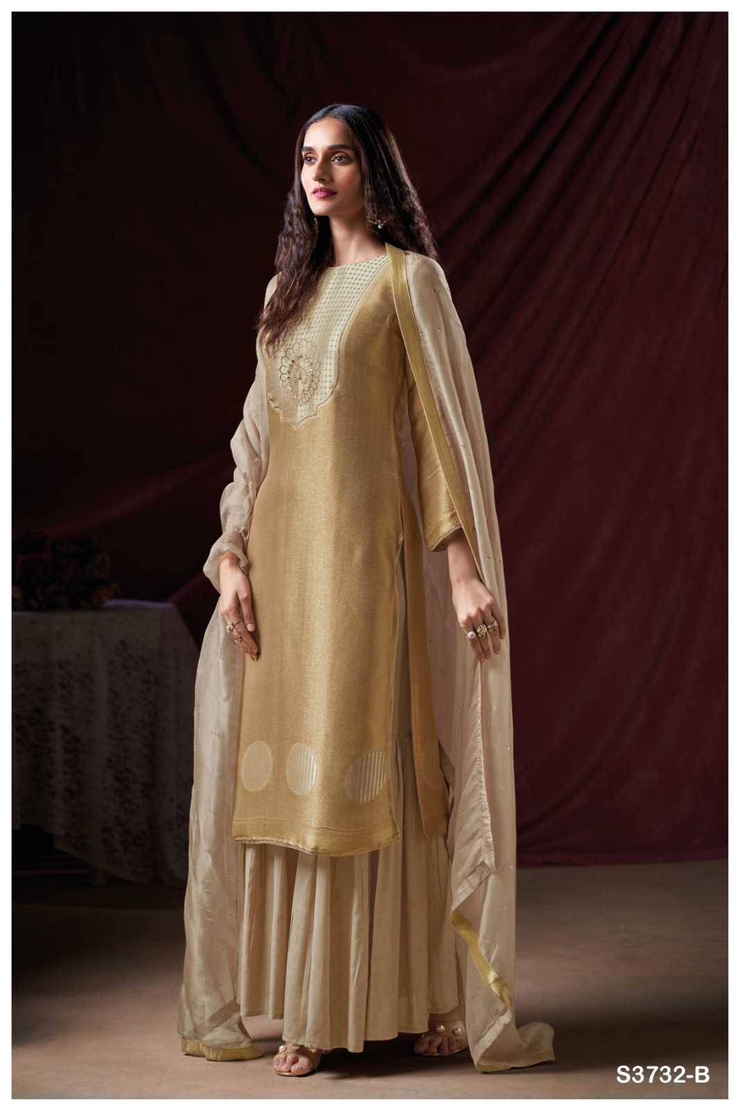 Rumeesa-3732 By Ganga Fashion 3732-A To 3732-B Series Beautiful Festive Suits Colorful Stylish Fancy Casual Wear & Ethnic Wear Pure Bemberg Silk Jacquard Dresses At Wholesale Price