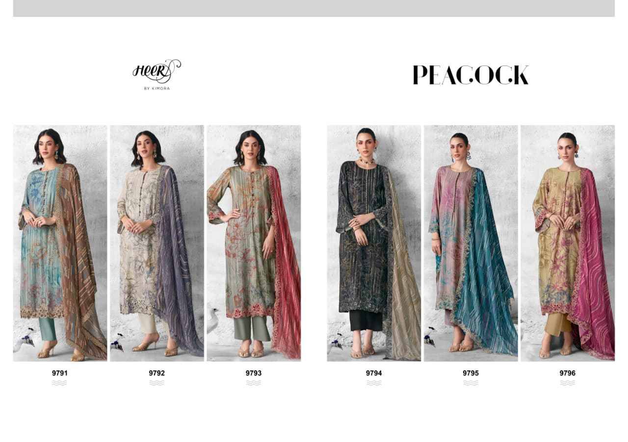 Peacock By Kimora Fashion 9791 To 9796 Series Designer Festive Suits Collection Beautiful Stylish Fancy Colorful Party Wear & Occasional Wear Pure Muslin Dresses At Wholesale Price