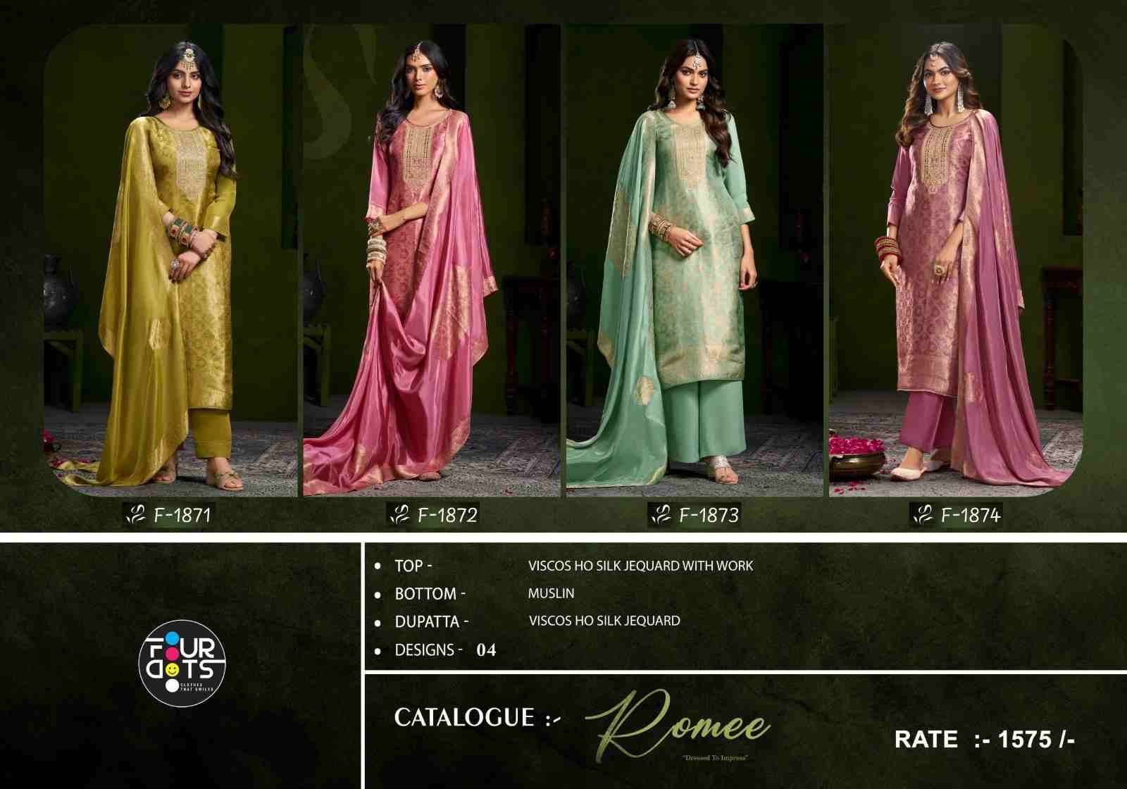 Romee By Four Dots 1871 To 1874 Series Designer Stylish Fancy Colorful Beautiful Party Wear & Ethnic Wear Collection Viscose Jacquard Silk Dresses At Wholesale Price