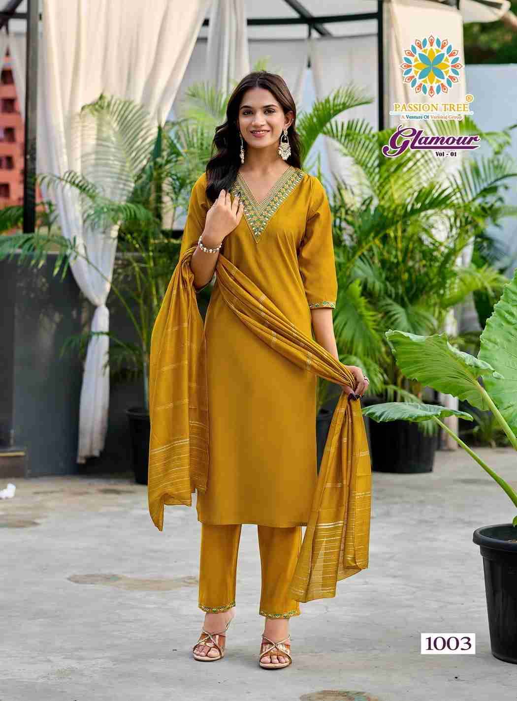 Glamour Vol-1 By Passion Tree 1001 To 1006 Series Beautiful Festive Suits Colorful Stylish Fancy Casual Wear & Ethnic Wear Roman Silk Dresses At Wholesale Price