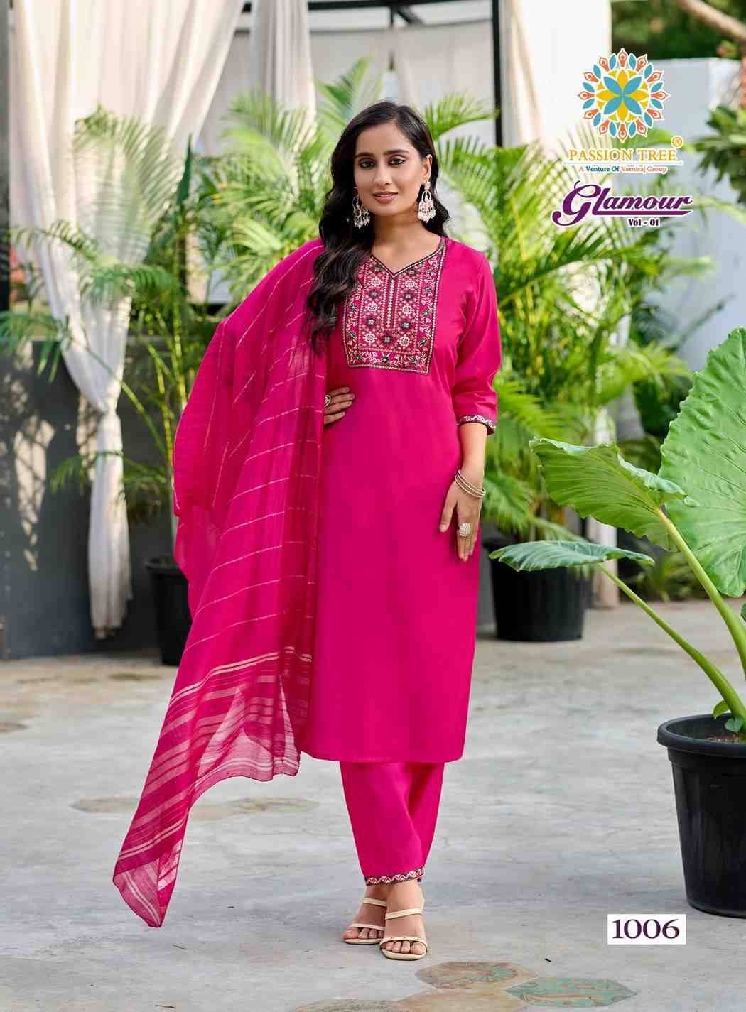 Glamour Vol-1 By Passion Tree 1001 To 1006 Series Beautiful Festive Suits Colorful Stylish Fancy Casual Wear & Ethnic Wear Roman Silk Dresses At Wholesale Price