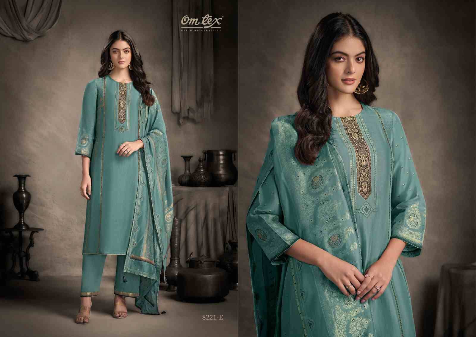 Zunishka By Om Tex 8221-A To 8221-E Series Beautiful Festive Suits Colorful Stylish Fancy Casual Wear & Ethnic Wear Jacquard Silk Dresses At Wholesale Price