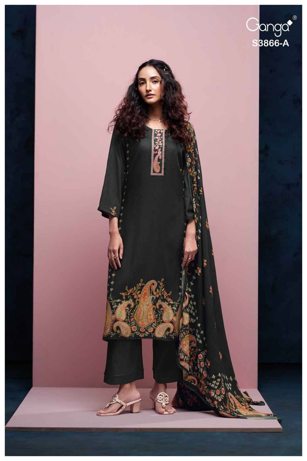 Chiara-3866 By Ganga Fashion 3866-A To 3866-D Series Beautiful Festive Suits Colorful Stylish Fancy Casual Wear & Ethnic Wear Pure Pashmina Dresses At Wholesale Price