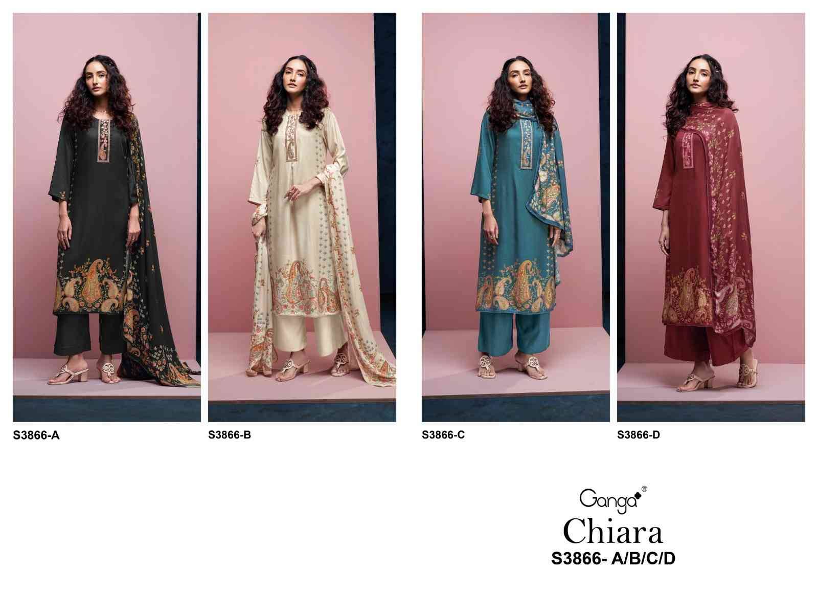 Chiara-3866 By Ganga Fashion 3866-A To 3866-D Series Beautiful Festive Suits Colorful Stylish Fancy Casual Wear & Ethnic Wear Pure Pashmina Dresses At Wholesale Price