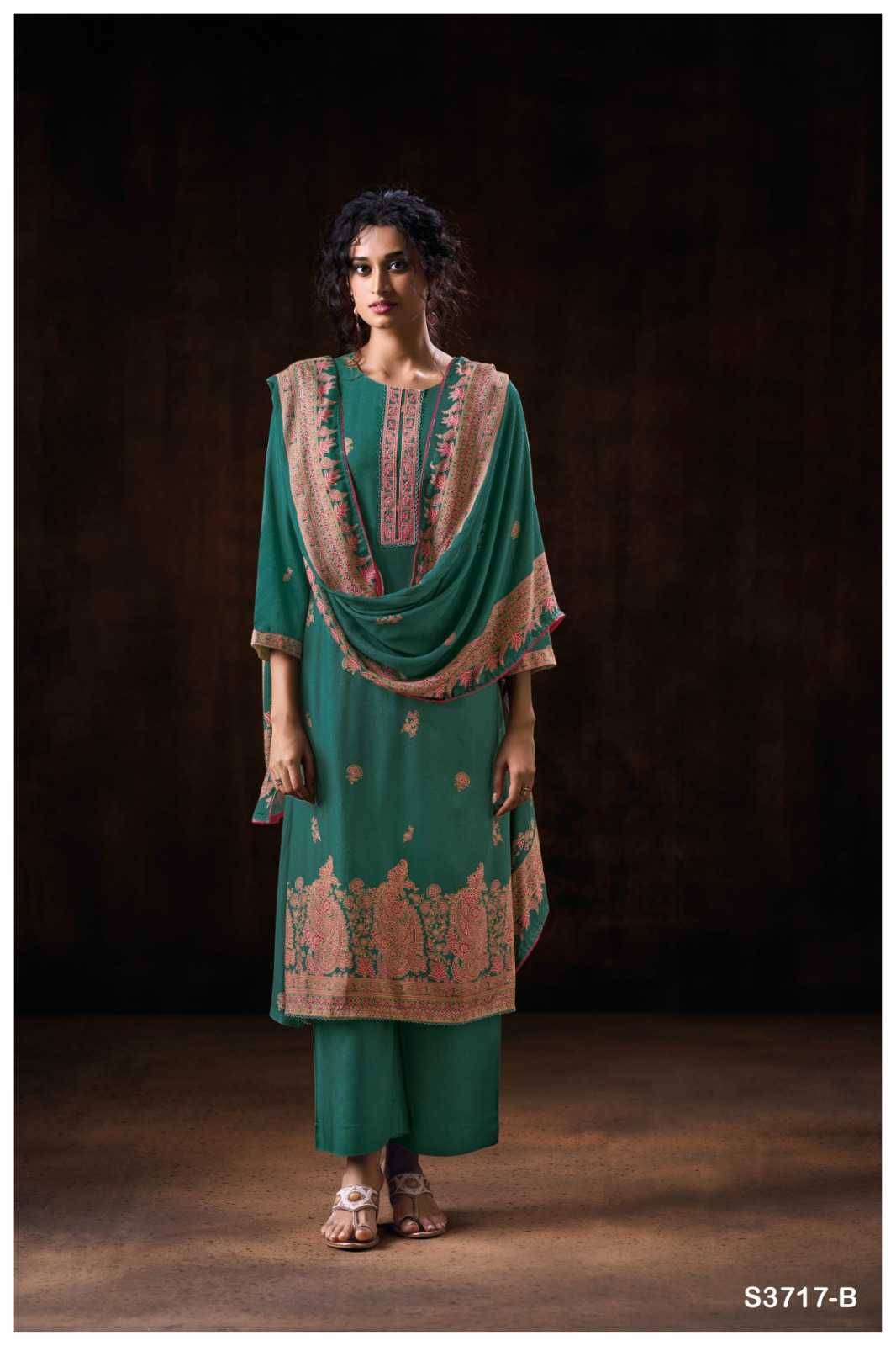 Idris-3717 By Ganga Fashion 3717-A To 3717-D Series Beautiful Festive Suits Colorful Stylish Fancy Casual Wear & Ethnic Wear Pure Pashmina Dresses At Wholesale Price