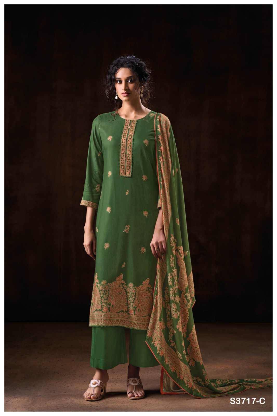 Idris-3717 By Ganga Fashion 3717-A To 3717-D Series Beautiful Festive Suits Colorful Stylish Fancy Casual Wear & Ethnic Wear Pure Pashmina Dresses At Wholesale Price