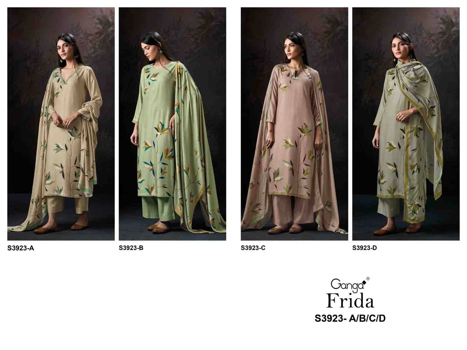 Frida-2923 By Ganga Fashion 3923-A To 3923-D Series Beautiful Festive Suits Colorful Stylish Fancy Casual Wear & Ethnic Wear Pure Pashmina Dresses At Wholesale Price
