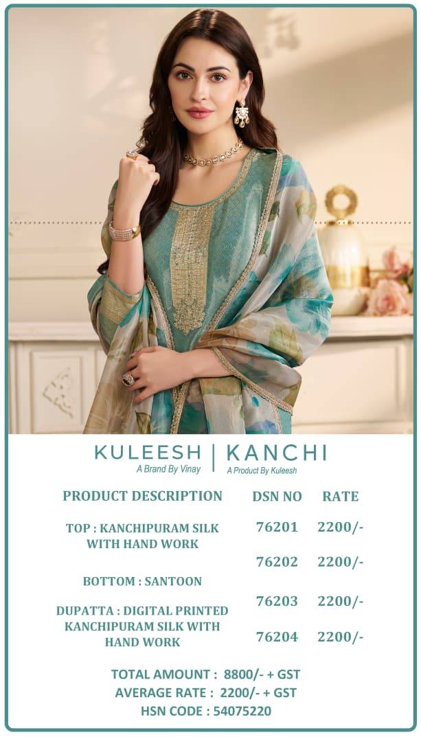 Kanchi By Kuleesh 76201 To 76204 Series Designer Festive Suits Collection Beautiful Stylish Fancy Colorful Party Wear & Occasional Wear Silk Dresses At Wholesale Price