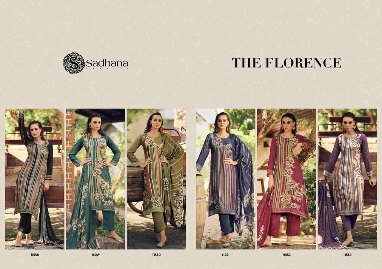 The Florence By Sadhana Fashion 11548 To 11553 Series Designer Festive Suits Beautiful Fancy Stylish Colorful Party Wear & Occasional Wear Pure Viscose Pashmina Print Dresses At Wholesale Price