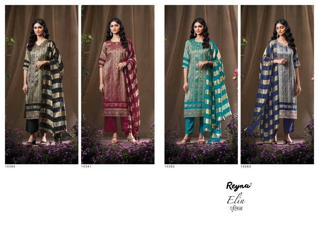 Elin By Reyna 10380 To 10383 Series Beautiful Festive Suits Colorful Stylish Fancy Casual Wear & Ethnic Wear Pure Banarasi Brocade Dresses At Wholesale Price