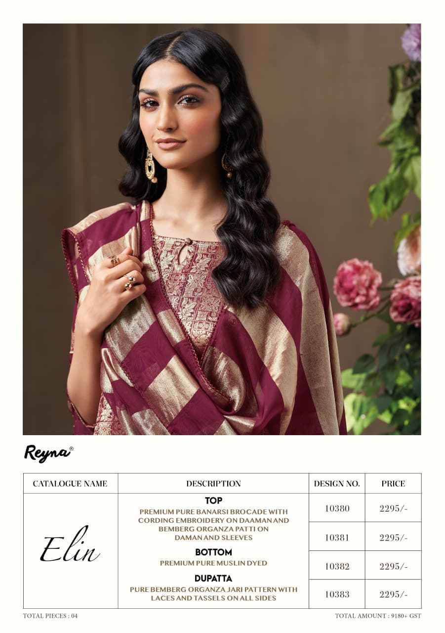 Elin By Reyna 10380 To 10383 Series Beautiful Festive Suits Colorful Stylish Fancy Casual Wear & Ethnic Wear Pure Banarasi Brocade Dresses At Wholesale Price