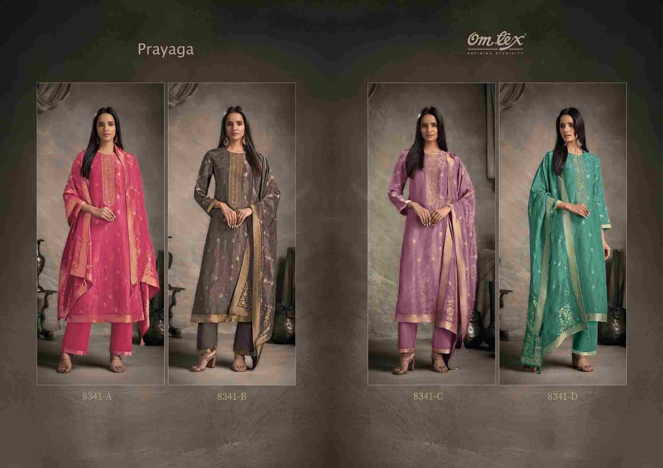 Prayaga By Om Tex 8341-A To 8341-D Series Beautiful Festive Suits Colorful Stylish Fancy Casual Wear & Ethnic Wear Jacquard Silk Dresses At Wholesale Price