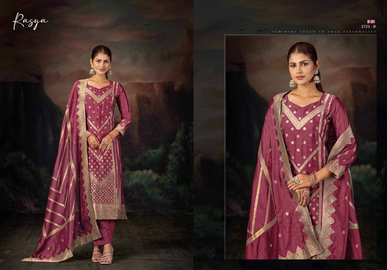 Rasya By Sargam Prints 2723-A To 2723-D Series Beautiful Festive Suits Stylish Fancy Colorful Casual Wear & Ethnic Wear Pure Viscose Silk Jacquard Print Dresses At Wholesale Price