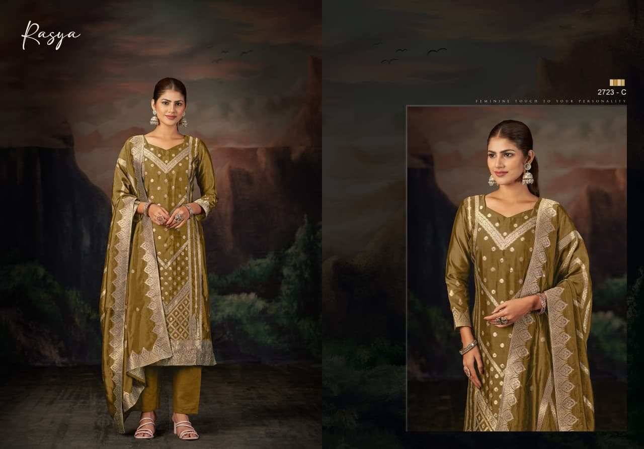 Rasya By Sargam Prints 2723-A To 2723-D Series Beautiful Festive Suits Stylish Fancy Colorful Casual Wear & Ethnic Wear Pure Viscose Silk Jacquard Print Dresses At Wholesale Price