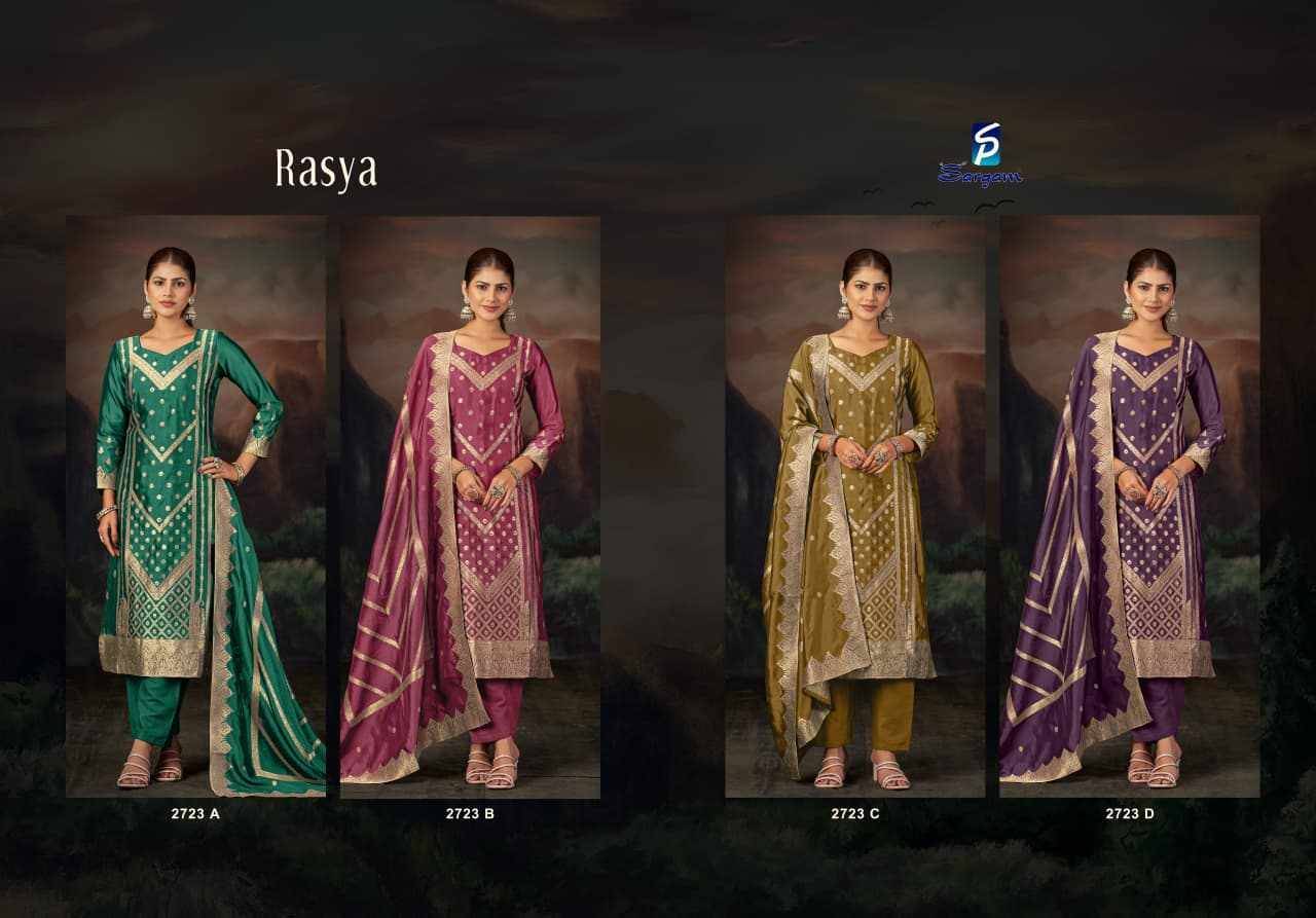 Rasya By Sargam Prints 2723-A To 2723-D Series Beautiful Festive Suits Stylish Fancy Colorful Casual Wear & Ethnic Wear Pure Viscose Silk Jacquard Print Dresses At Wholesale Price