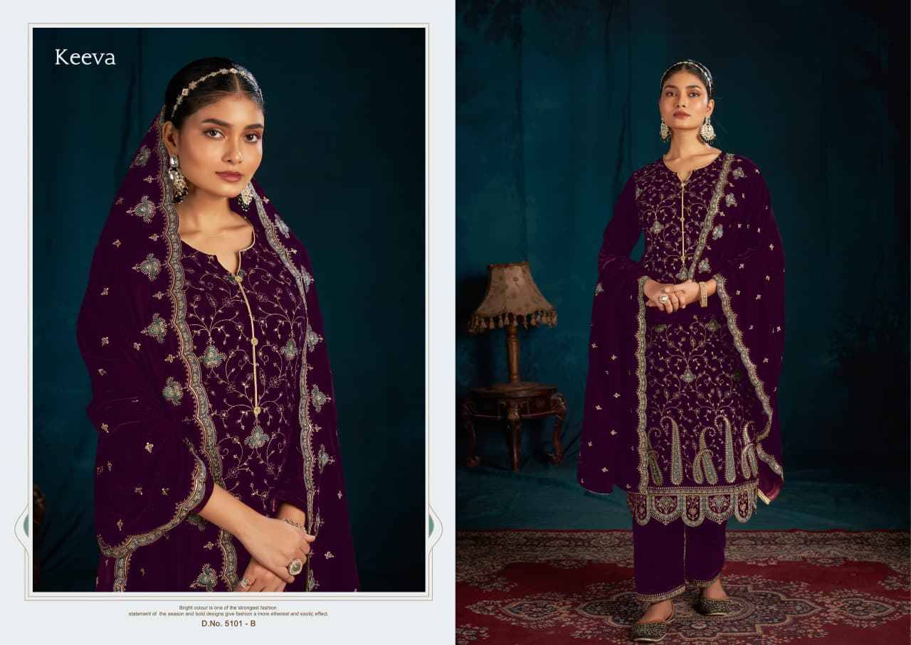 Keeva By Sargam Prints 5101-A To 5101-D Series Beautiful Festive Suits Stylish Fancy Colorful Casual Wear & Ethnic Wear Pure Velvet Dresses At Wholesale Price