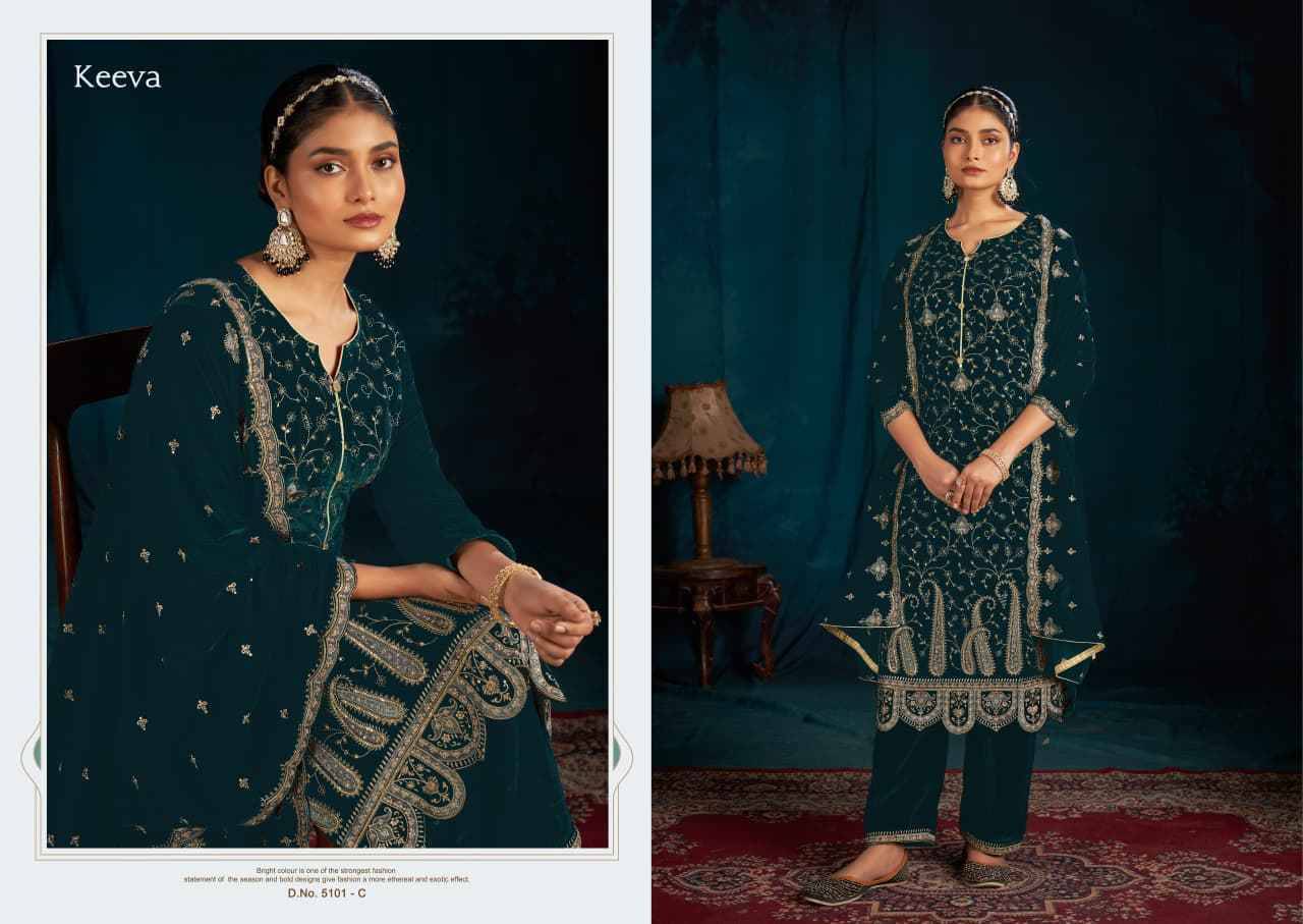 Keeva By Sargam Prints 5101-A To 5101-D Series Beautiful Festive Suits Stylish Fancy Colorful Casual Wear & Ethnic Wear Pure Velvet Dresses At Wholesale Price