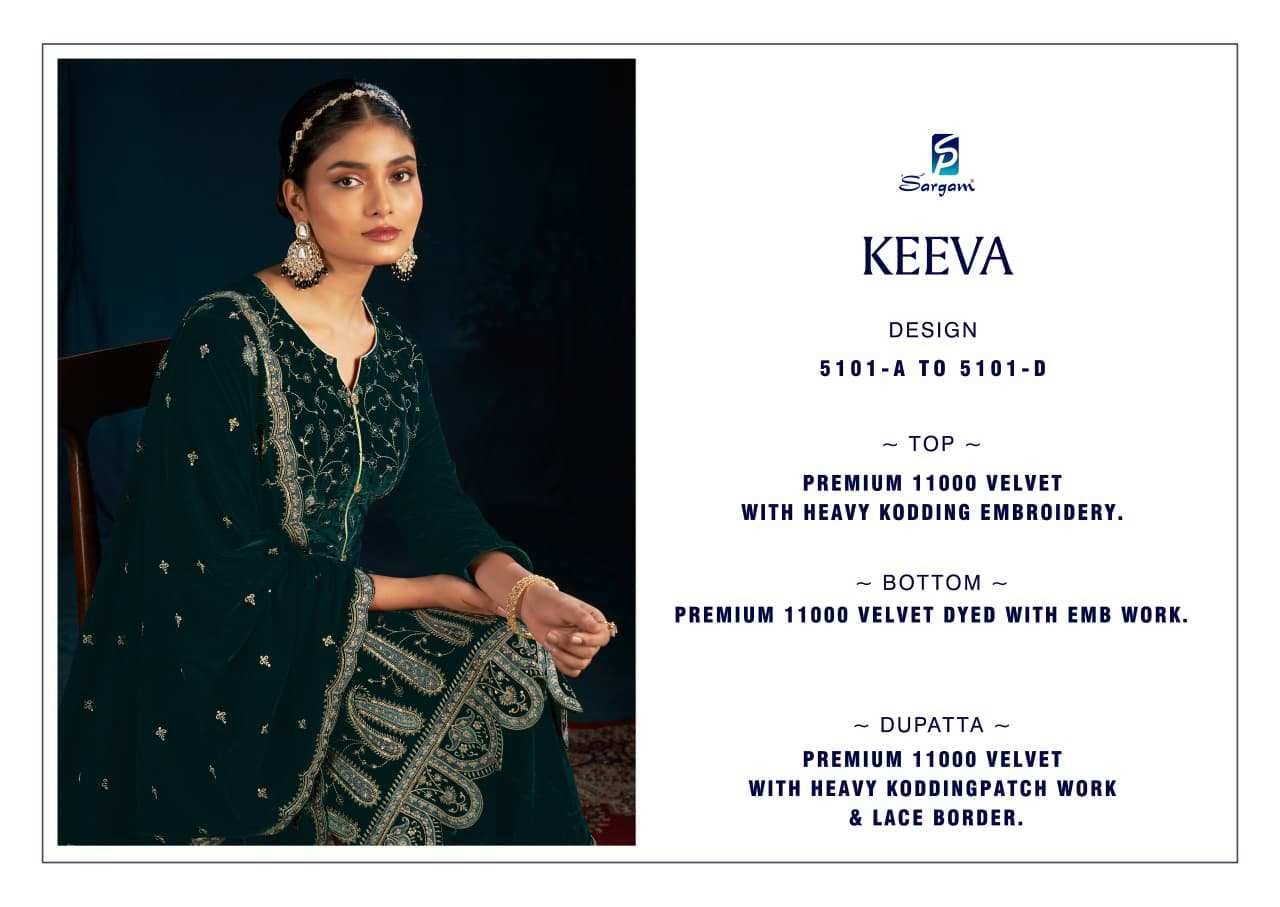 Keeva By Sargam Prints 5101-A To 5101-D Series Beautiful Festive Suits Stylish Fancy Colorful Casual Wear & Ethnic Wear Pure Velvet Dresses At Wholesale Price
