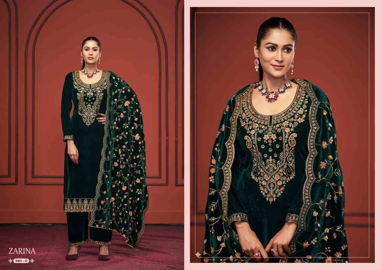 Zarina By Sargam Prints 5401-A To 5401-D Series Beautiful Festive Suits Stylish Fancy Colorful Casual Wear & Ethnic Wear Pure Velvet Dresses At Wholesale Price