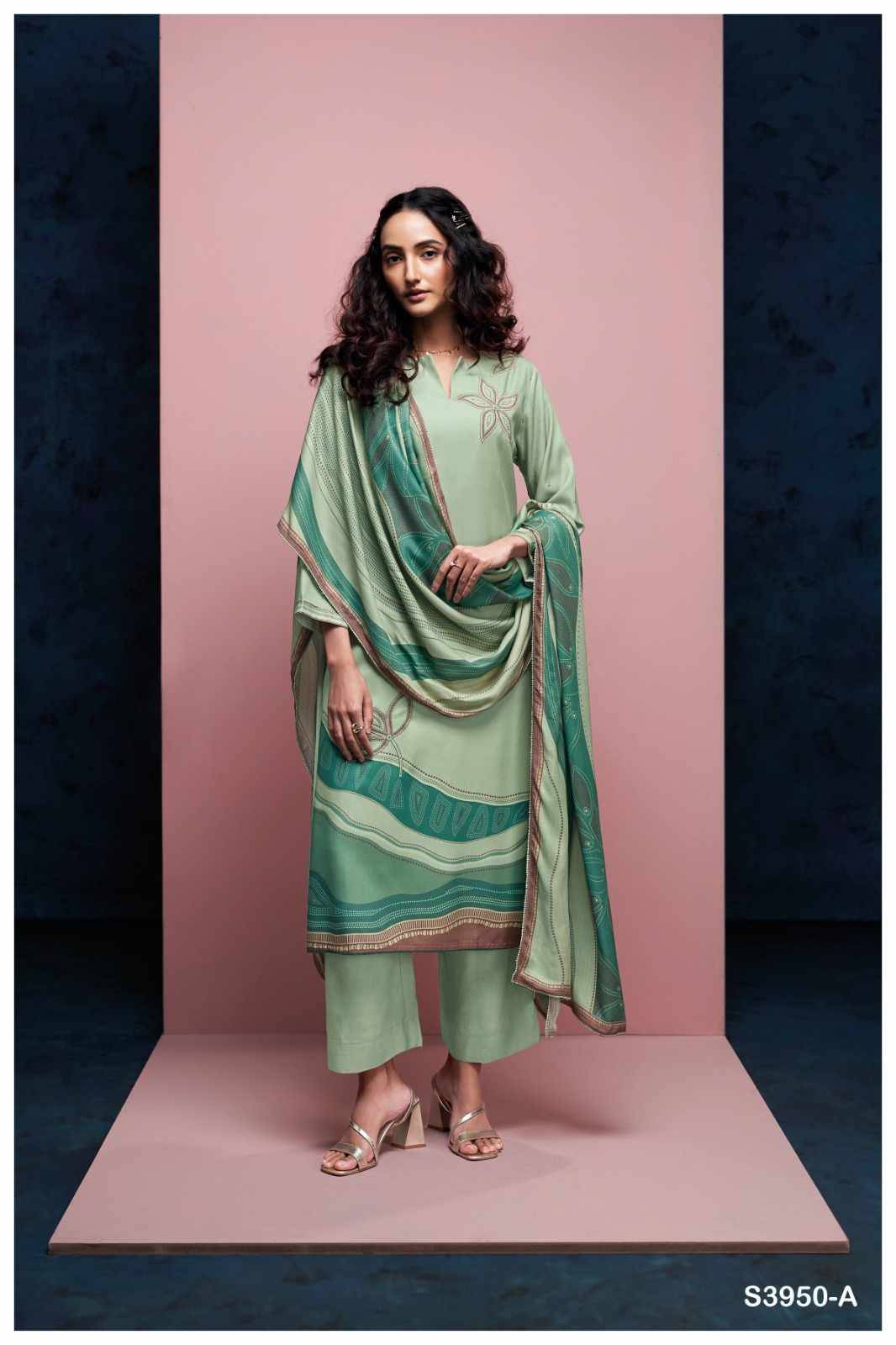 Inika-3950 By Ganga Fashion 3950-A To 3950-D Series Beautiful Festive Suits Colorful Stylish Fancy Casual Wear & Ethnic Wear Pure Pashmina Dresses At Wholesale Price
