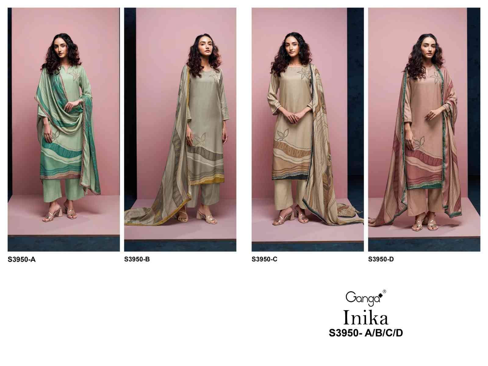 Inika-3950 By Ganga Fashion 3950-A To 3950-D Series Beautiful Festive Suits Colorful Stylish Fancy Casual Wear & Ethnic Wear Pure Pashmina Dresses At Wholesale Price