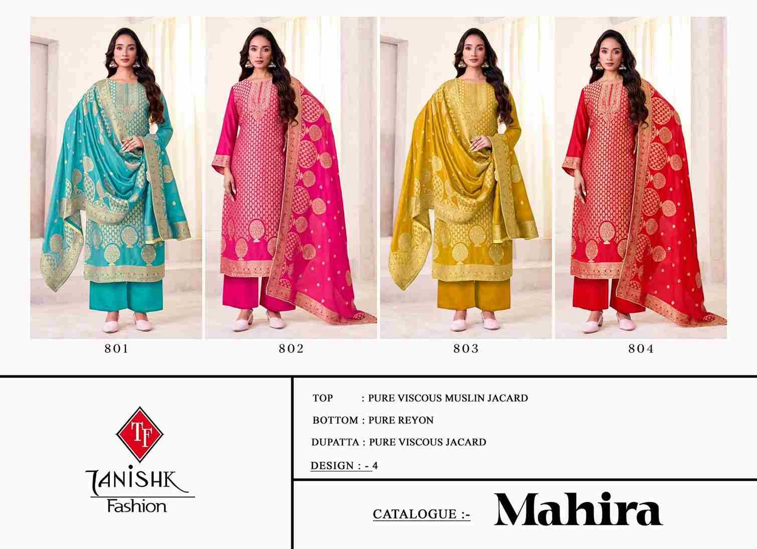 Mahira By Tanishk Fashion 801 To 804 Series Beautiful Festive Suits Colorful Stylish Fancy Casual Wear & Ethnic Wear Muslin Jacquard Dresses At Wholesale Price