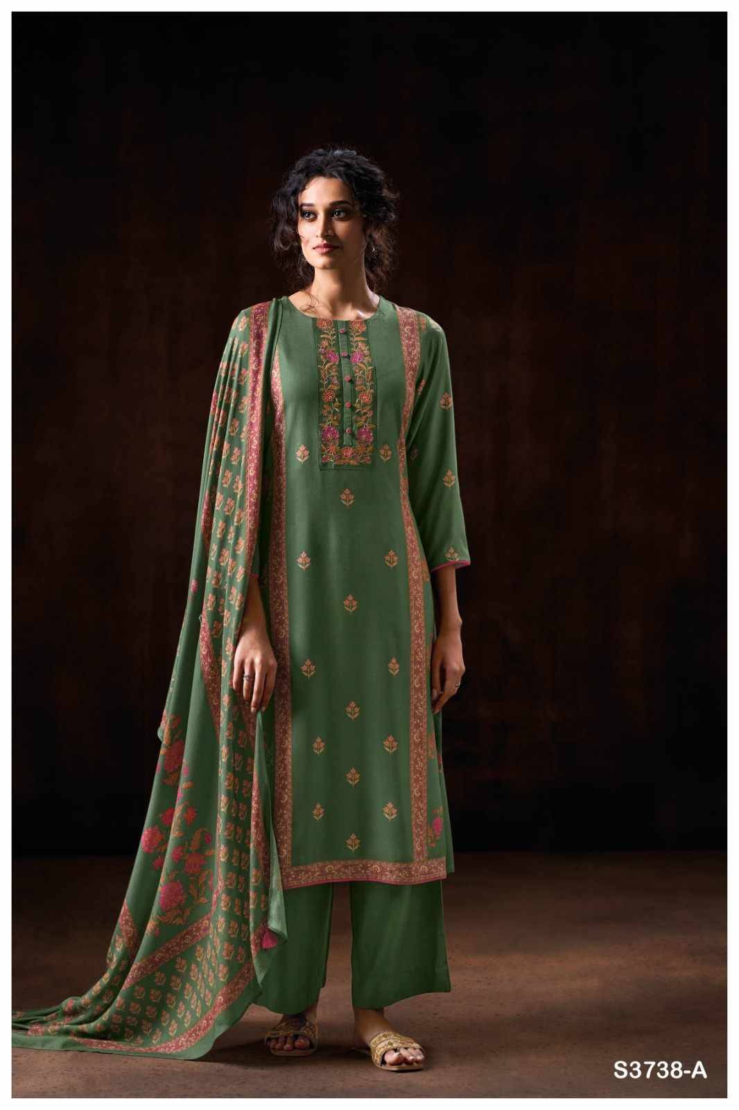Thalia-3738 By Ganga Fashion 3738-A To 3738-D Series Beautiful Festive Suits Colorful Stylish Fancy Casual Wear & Ethnic Wear Pure Pashmina Dresses At Wholesale Price