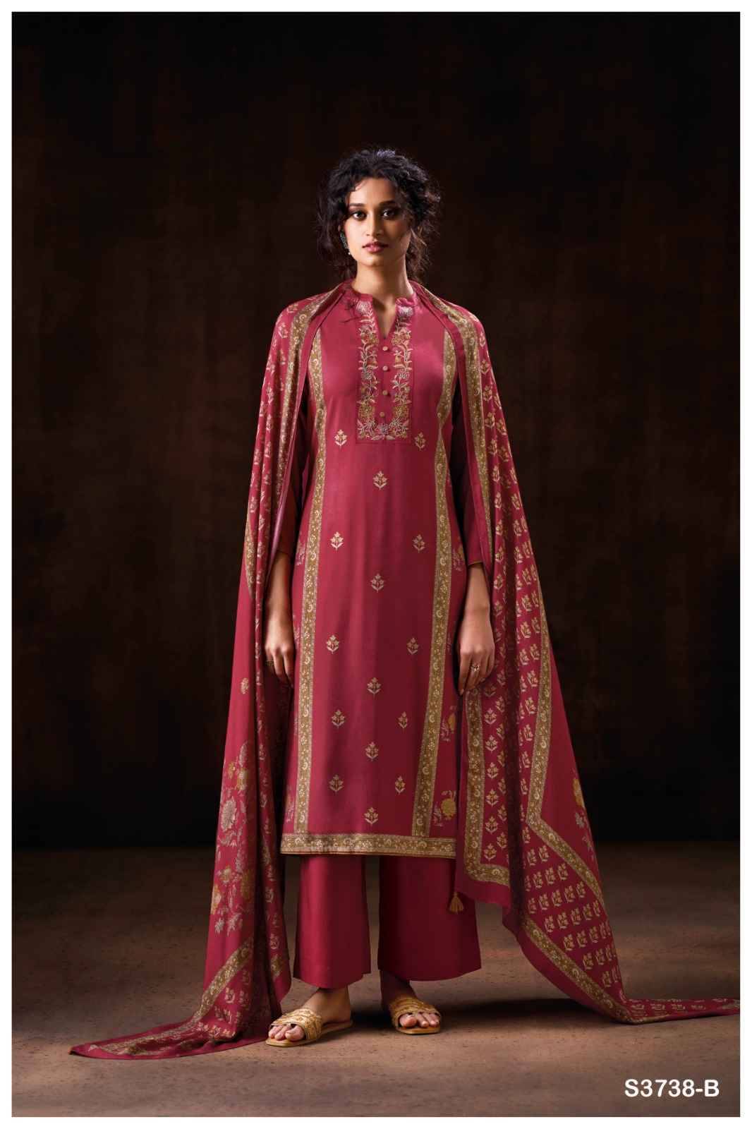 Thalia-3738 By Ganga Fashion 3738-A To 3738-D Series Beautiful Festive Suits Colorful Stylish Fancy Casual Wear & Ethnic Wear Pure Pashmina Dresses At Wholesale Price