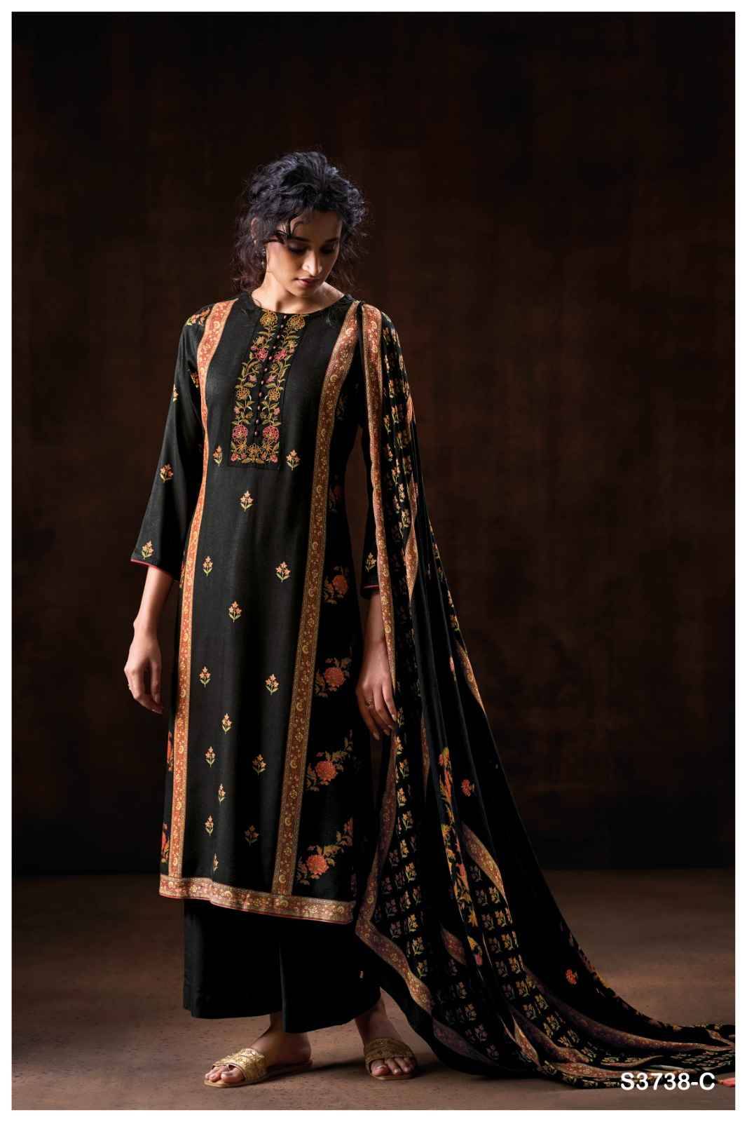 Thalia-3738 By Ganga Fashion 3738-A To 3738-D Series Beautiful Festive Suits Colorful Stylish Fancy Casual Wear & Ethnic Wear Pure Pashmina Dresses At Wholesale Price