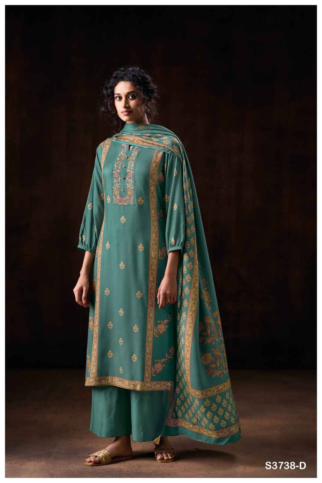 Thalia-3738 By Ganga Fashion 3738-A To 3738-D Series Beautiful Festive Suits Colorful Stylish Fancy Casual Wear & Ethnic Wear Pure Pashmina Dresses At Wholesale Price