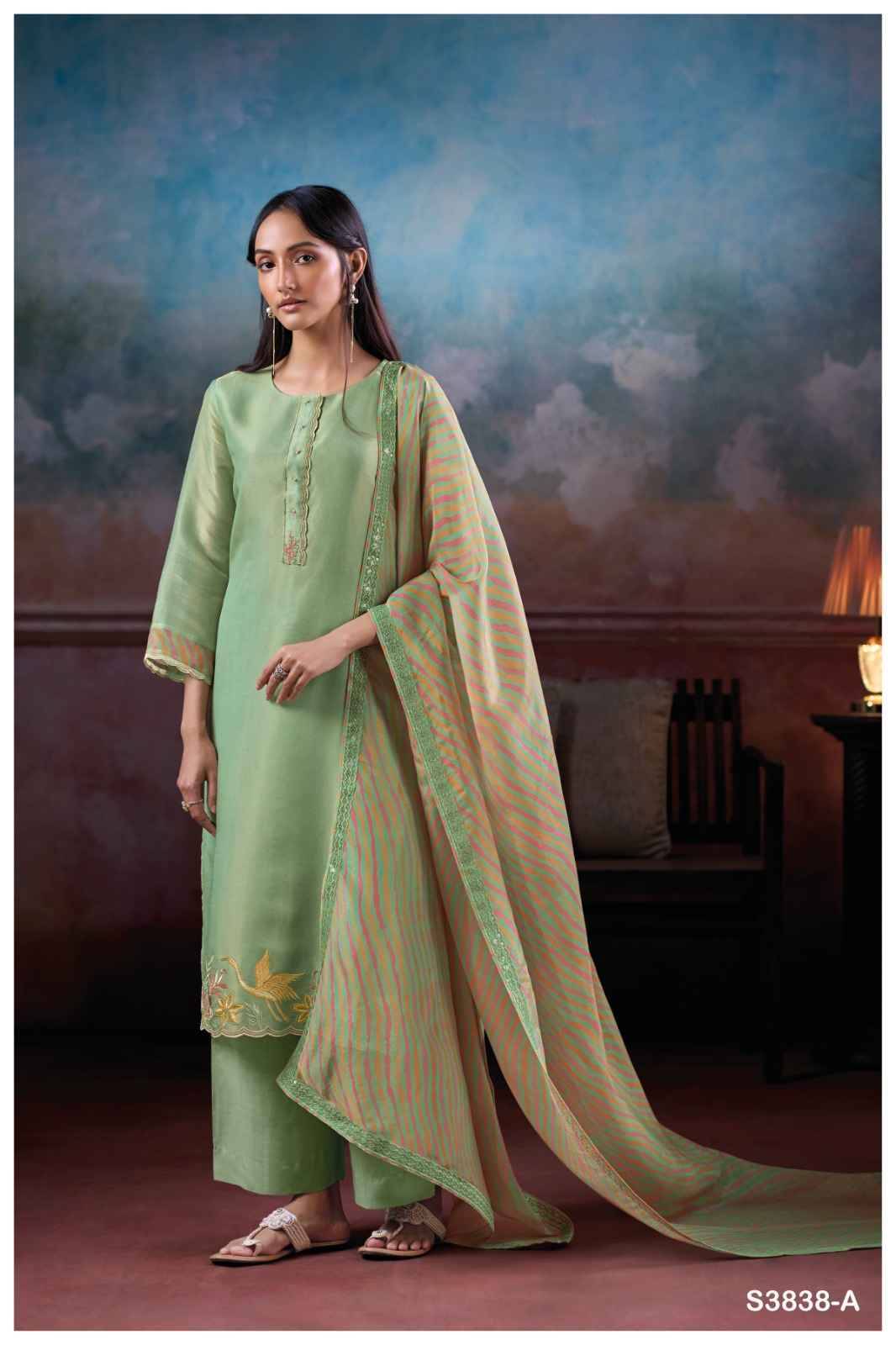 Inel-3838 By Ganga Fashion 3838-A To 3838-B Series Beautiful Festive Suits Colorful Stylish Fancy Casual Wear & Ethnic Wear Pure Bemberg Silk Jacquard Dresses At Wholesale Price