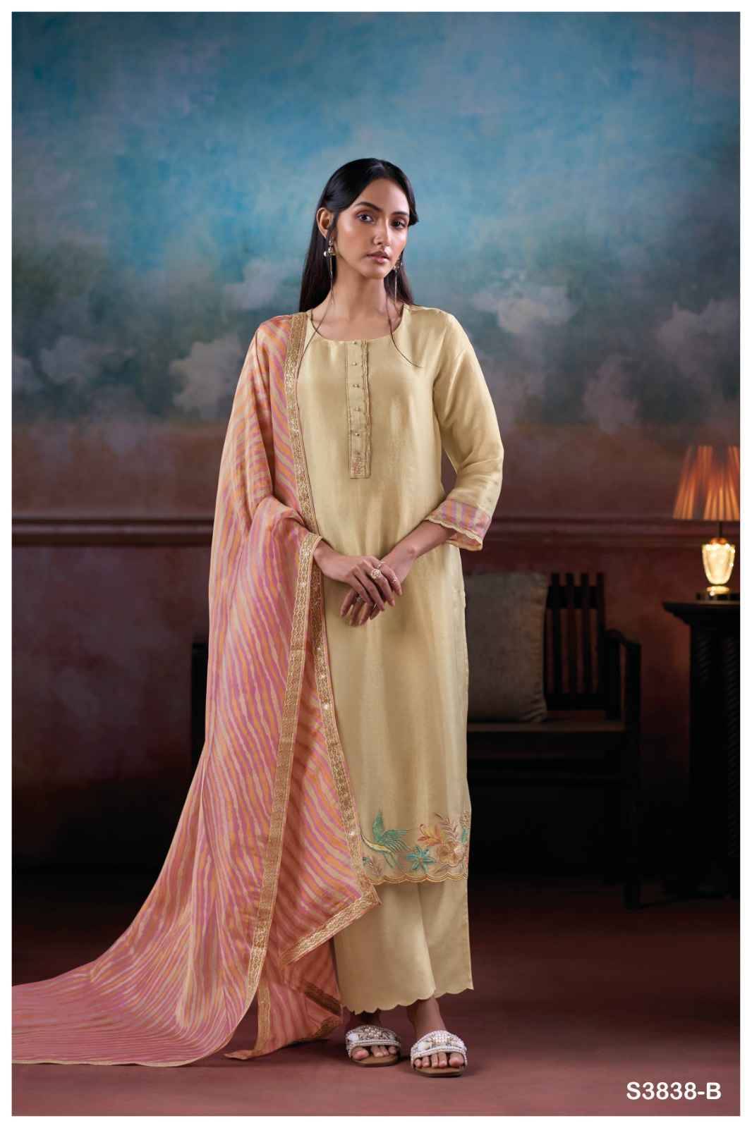 Inel-3838 By Ganga Fashion 3838-A To 3838-B Series Beautiful Festive Suits Colorful Stylish Fancy Casual Wear & Ethnic Wear Pure Bemberg Silk Jacquard Dresses At Wholesale Price