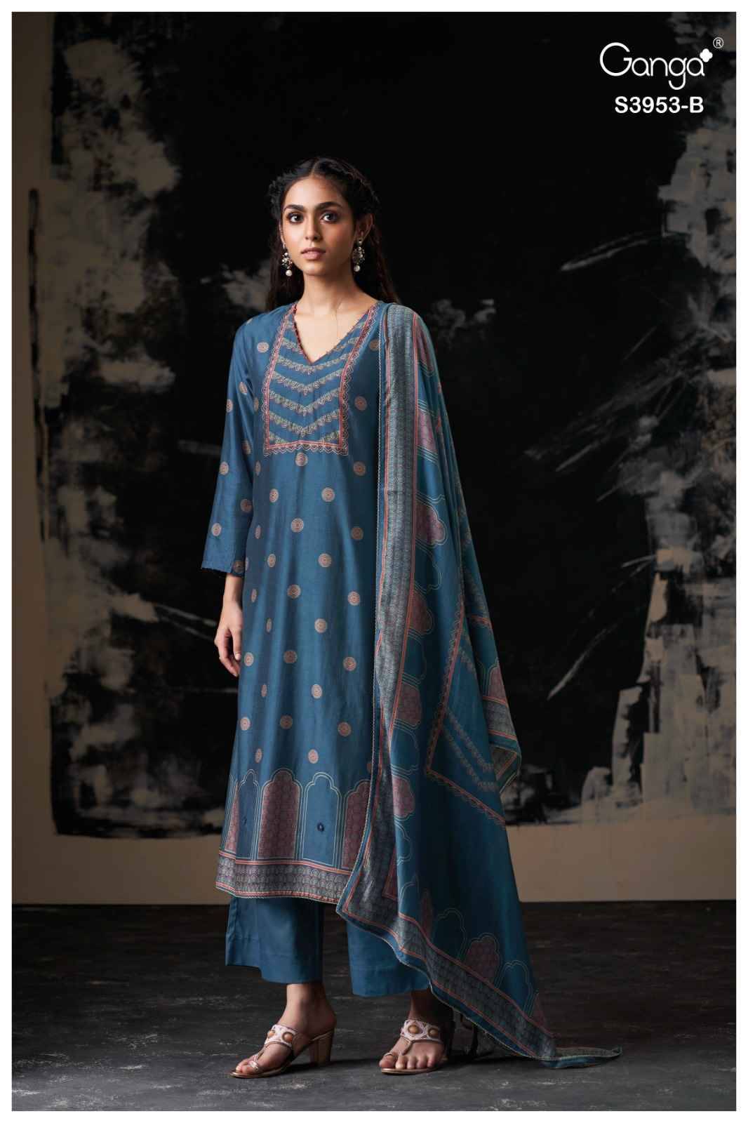 Kriva-3953 By Ganga Fashion 3953-A To 3953-B Series Beautiful Festive Suits Colorful Stylish Fancy Casual Wear & Ethnic Wear Pure Bemberg Silk Dresses At Wholesale Price