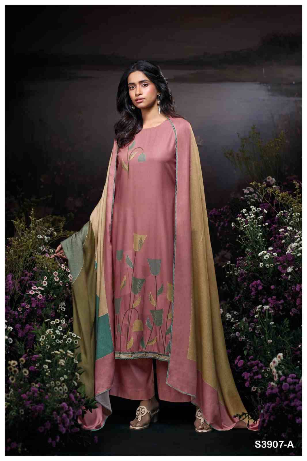 Cinziana-3907 By Ganga Fashion 3907-A To 3907-D Series Beautiful Festive Suits Colorful Stylish Fancy Casual Wear & Ethnic Wear Pure Pashmina Dresses At Wholesale Price