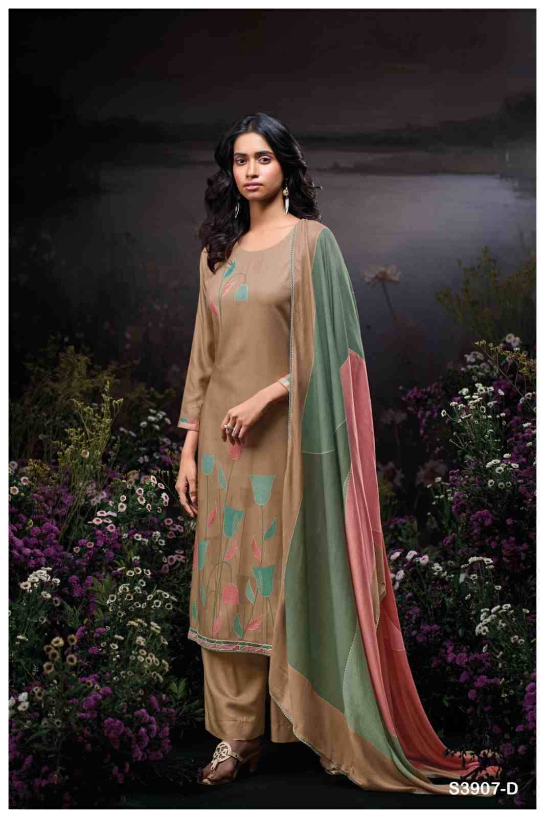 Cinziana-3907 By Ganga Fashion 3907-A To 3907-D Series Beautiful Festive Suits Colorful Stylish Fancy Casual Wear & Ethnic Wear Pure Pashmina Dresses At Wholesale Price