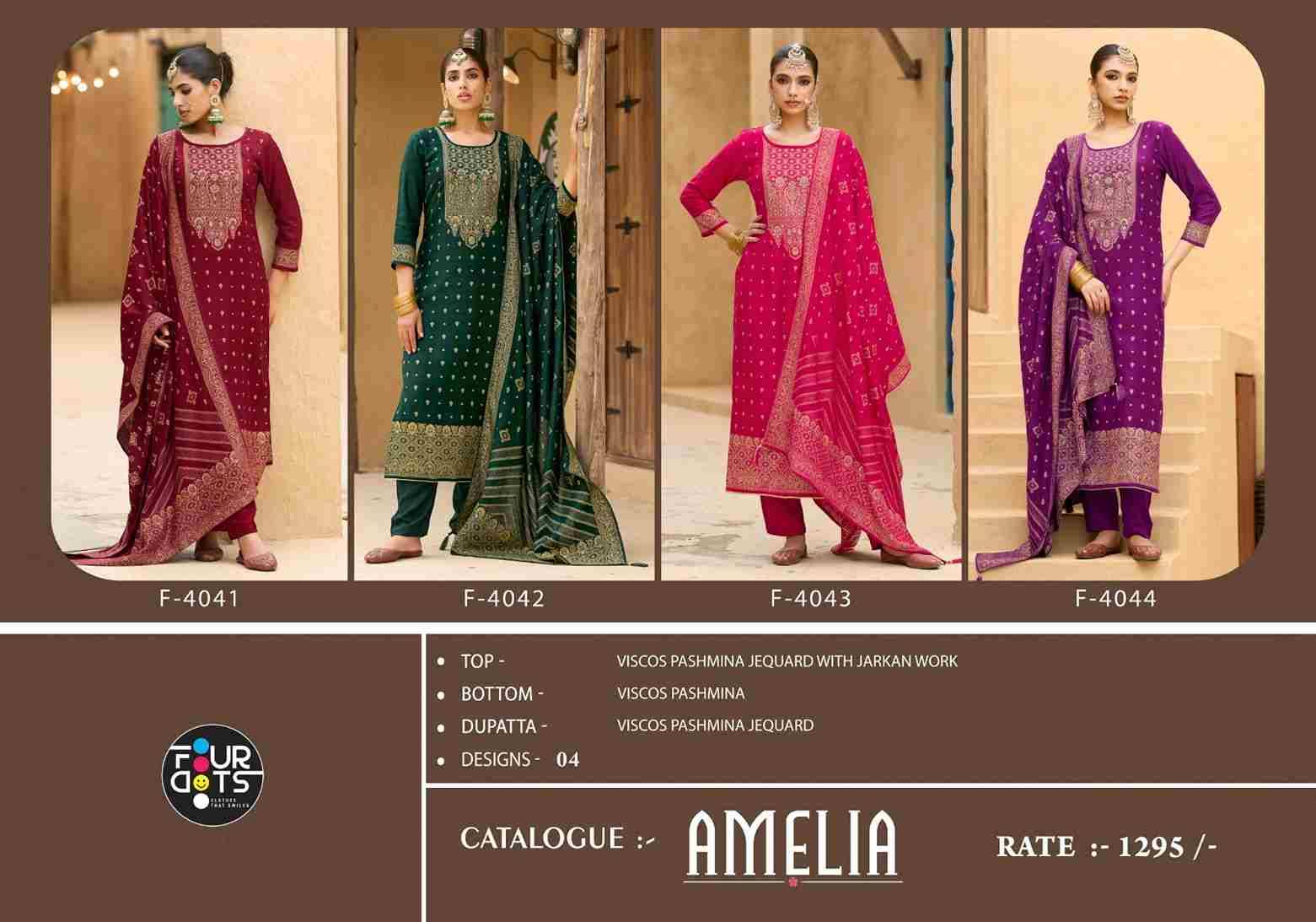 Amelia By Four Dots 4041 To 4044 Series Designer Stylish Fancy Colorful Beautiful Party Wear & Ethnic Wear Collection Viscose Pashmina Jacquard Dresses At Wholesale Price