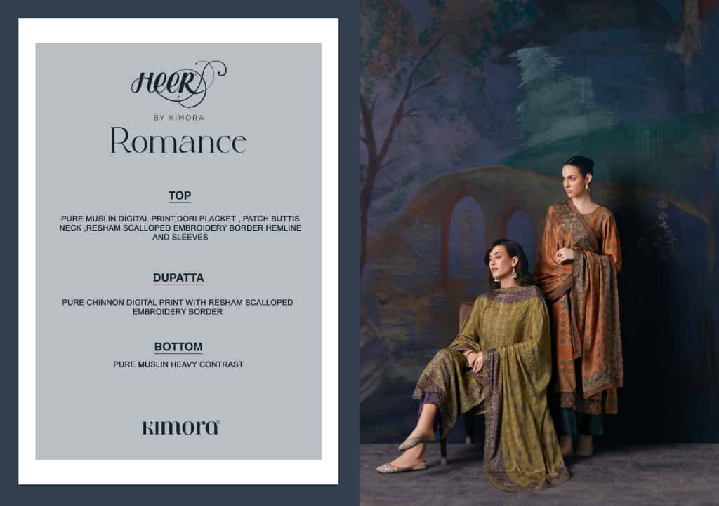 Romance By Kimora Fashion 9831 To 9836 Series Designer Festive Suits Collection Beautiful Stylish Fancy Colorful Party Wear & Occasional Wear Pure Muslin Dresses At Wholesale Price