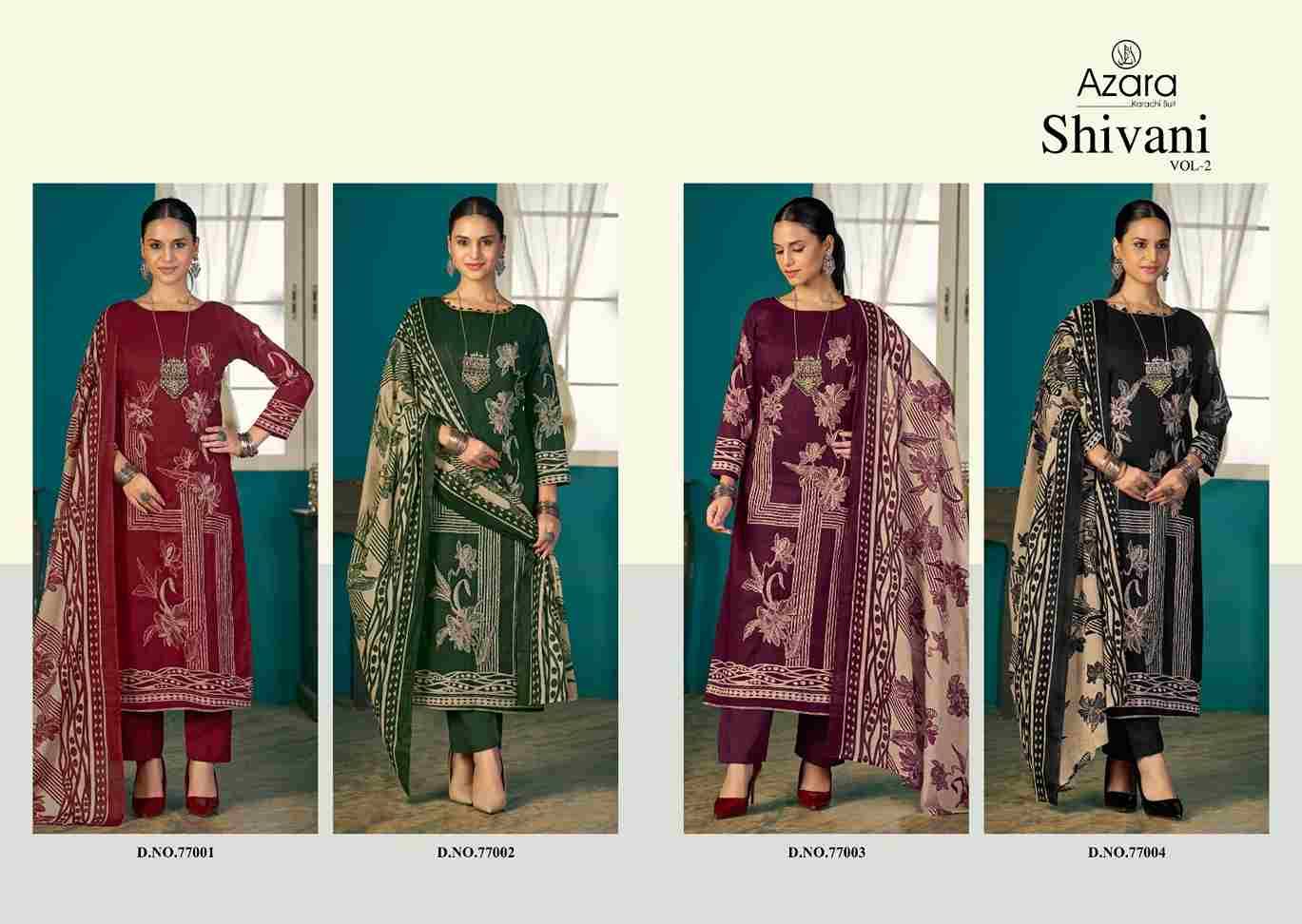 Shivani Vol-2 By Azara 77001 To 77004 Series Designer Stylish Fancy Colorful Beautiful Party Wear & Ethnic Wear Collection Pure Lawn Cotton Dresses At Wholesale Price