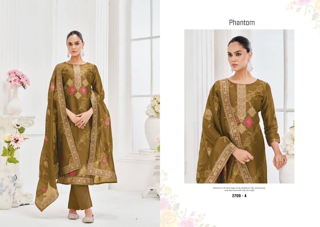 Phantom By Sargam Prints 2709-A To 2709-D Series Beautiful Festive Suits Stylish Fancy Colorful Casual Wear & Ethnic Wear Pure Viscose Silk Jacquard Dresses At Wholesale Price