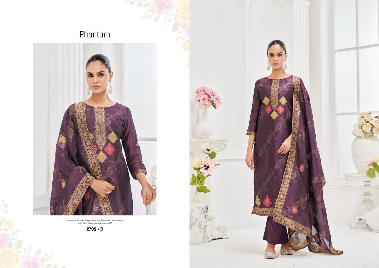 Phantom By Sargam Prints 2709-A To 2709-D Series Beautiful Festive Suits Stylish Fancy Colorful Casual Wear & Ethnic Wear Pure Viscose Silk Jacquard Dresses At Wholesale Price