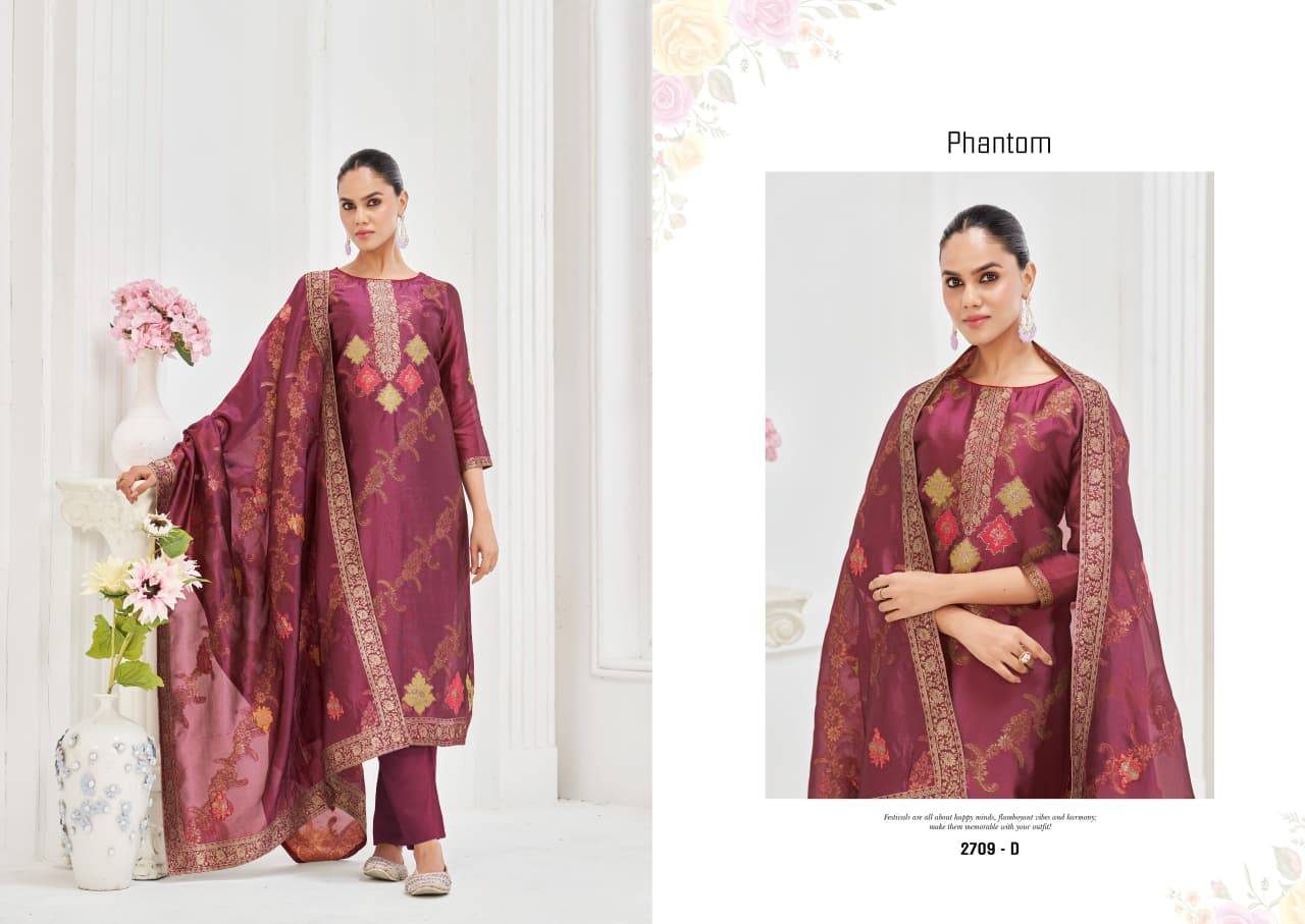 Phantom By Sargam Prints 2709-A To 2709-D Series Beautiful Festive Suits Stylish Fancy Colorful Casual Wear & Ethnic Wear Pure Viscose Silk Jacquard Dresses At Wholesale Price