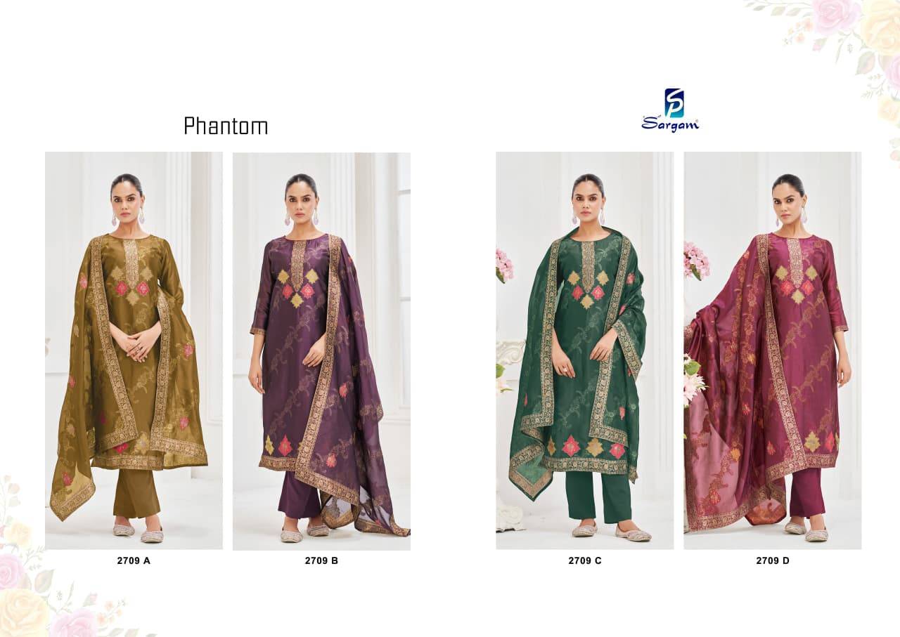 Phantom By Sargam Prints 2709-A To 2709-D Series Beautiful Festive Suits Stylish Fancy Colorful Casual Wear & Ethnic Wear Pure Viscose Silk Jacquard Dresses At Wholesale Price