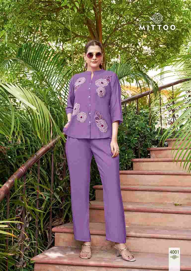 Pranjal By Mittoo 4001 To 4006 Series Designer Stylish Fancy Colorful Beautiful Party Wear & Ethnic Wear Collection Viscos Print Co-Ord At Wholesale Price