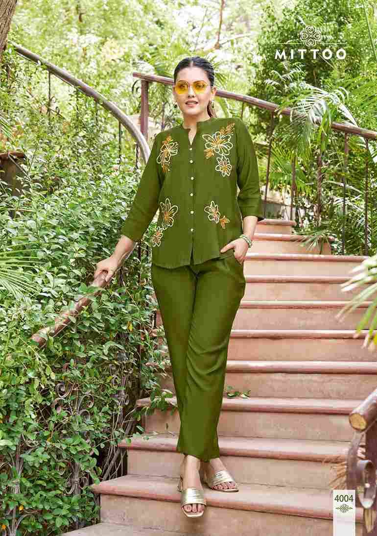 Pranjal By Mittoo 4001 To 4006 Series Designer Stylish Fancy Colorful Beautiful Party Wear & Ethnic Wear Collection Viscos Print Co-Ord At Wholesale Price